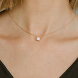 Ellera Quadrato Necklace - 18k Gold Plated, With White Zirconia