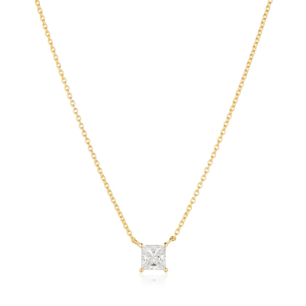 Ellera Quadrato Necklace - 18k Gold Plated, With White Zirconia