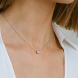 Ellera Quadrato Necklace - Sterling Silver, With White Zirconia