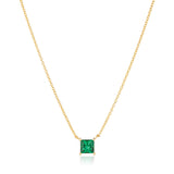 Ellera Quadrato Necklace - 18k Gold Plated, With Green Zirconia