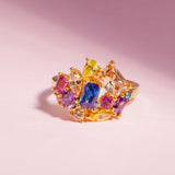 Ivrea Grande Ring - 18k Gold Plated, With Multi-Coloured Zirconia