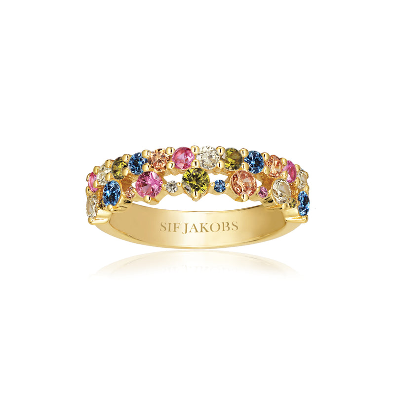 Livingo Ring- 18k Gold Plated, With Multi-Coloured Zirconia