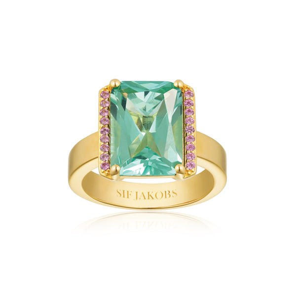 Roccanova Ring - 18k Gold Plated, With Pink & Turquoise Zirconia