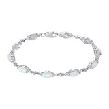 White Created Opal Bracelet - Silver