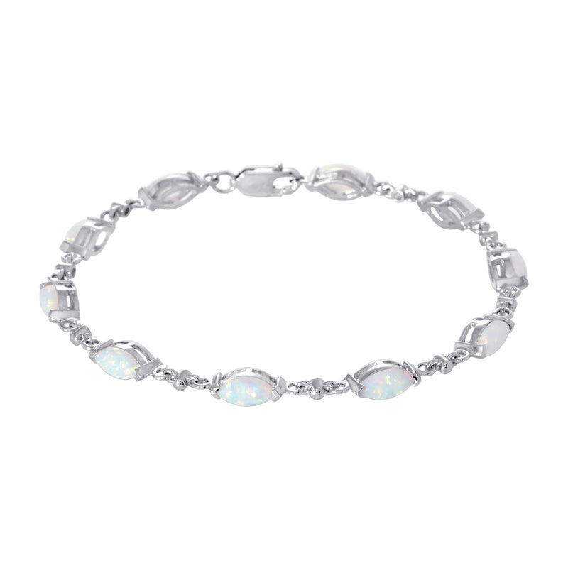 White Created Opal Bracelet - Silver