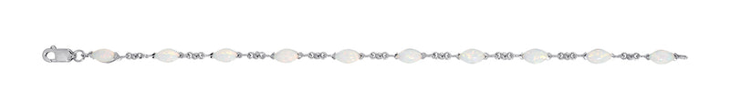 White Created Opal Bracelet - Silver