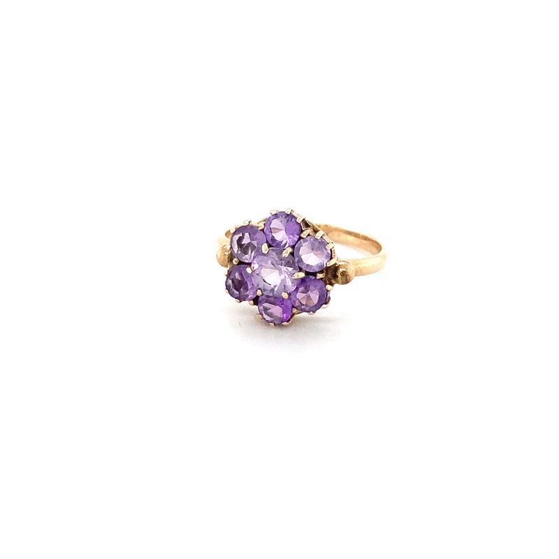 Gold Cluster Ring Set With Amethyst
