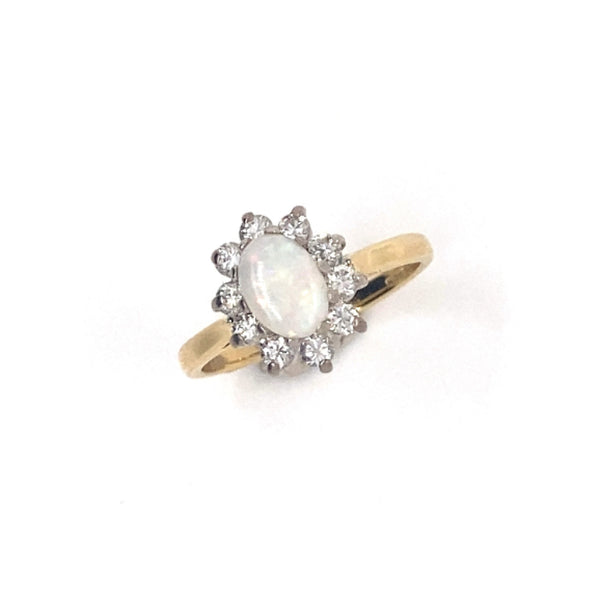 Gold cluster ring set with Opals & Diamonds