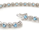 Blue Topaz and Diamond Line Bracelet