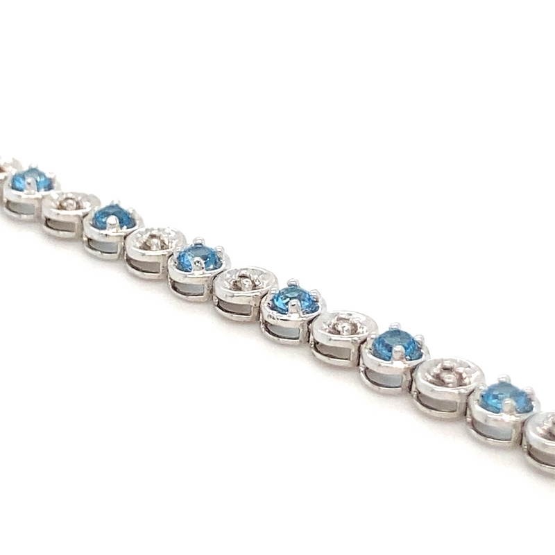 Blue Topaz and Diamond Line Bracelet