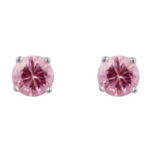 9ct White Gold Pink Sapphire Round Claw Set Stud Earrings