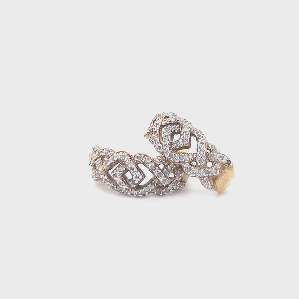 9ct Gold Diamond Set Hoop Earrings