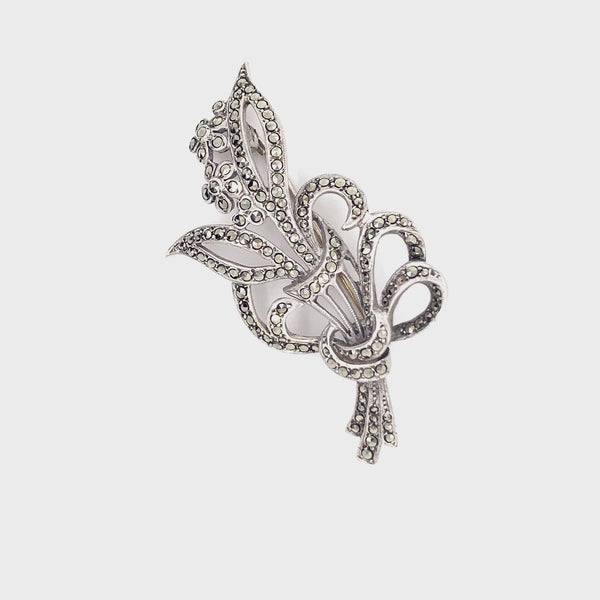 Silver Marcasite Spray Brooch