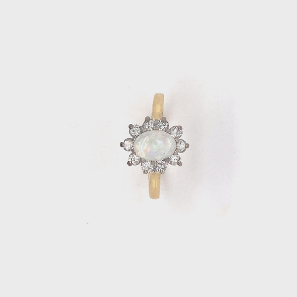 Gold cluster ring set with Opals & Diamonds