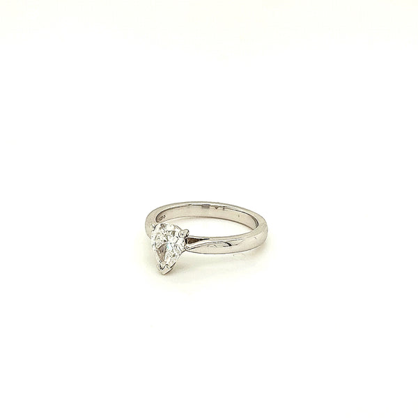 Platinum Pear Shaped Diamond Ring