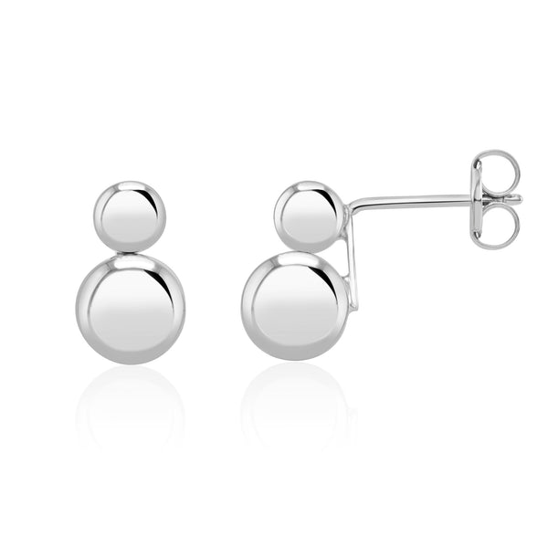 White Gold Double Ball Drop Studs