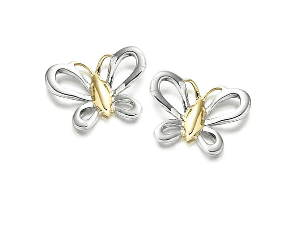 Gold Two Tone Butterfly Studs