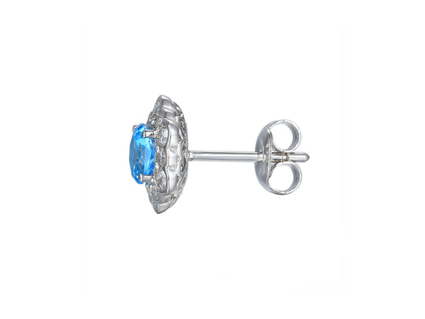 Silver CZ and Blue Topaz Earrings